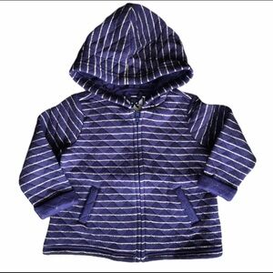Gymboree navy and gold striped quilted knit hooded jacket